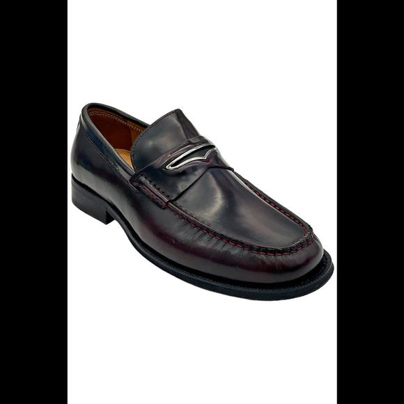 Donald Pliner Men's Miles Box Calf Leather Slip-on Loafers Red - Medium